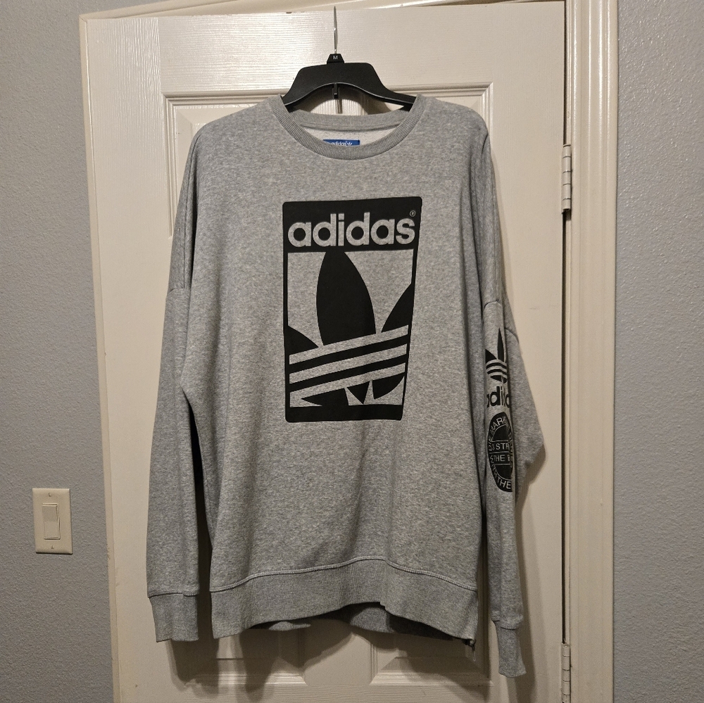 Adidas Men's Heather Gray Crewneck Sweater